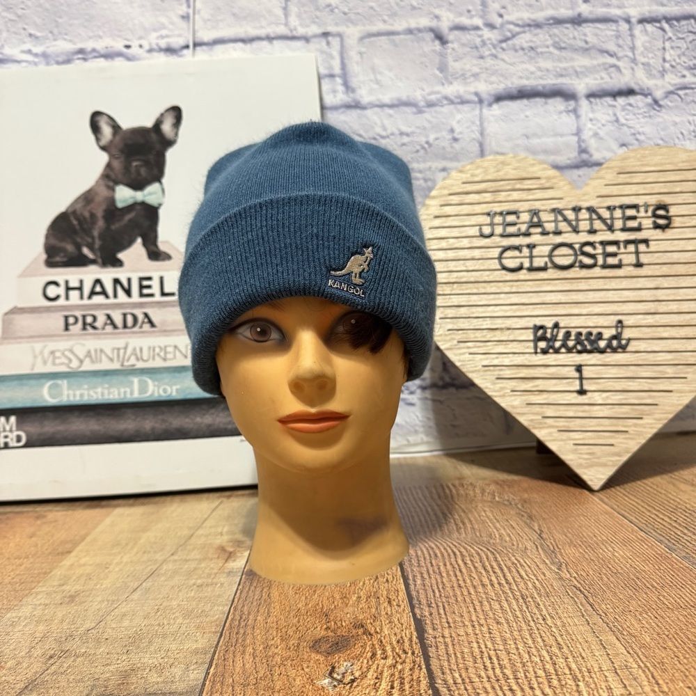 Kangol cuffed blue beanie hat vintage